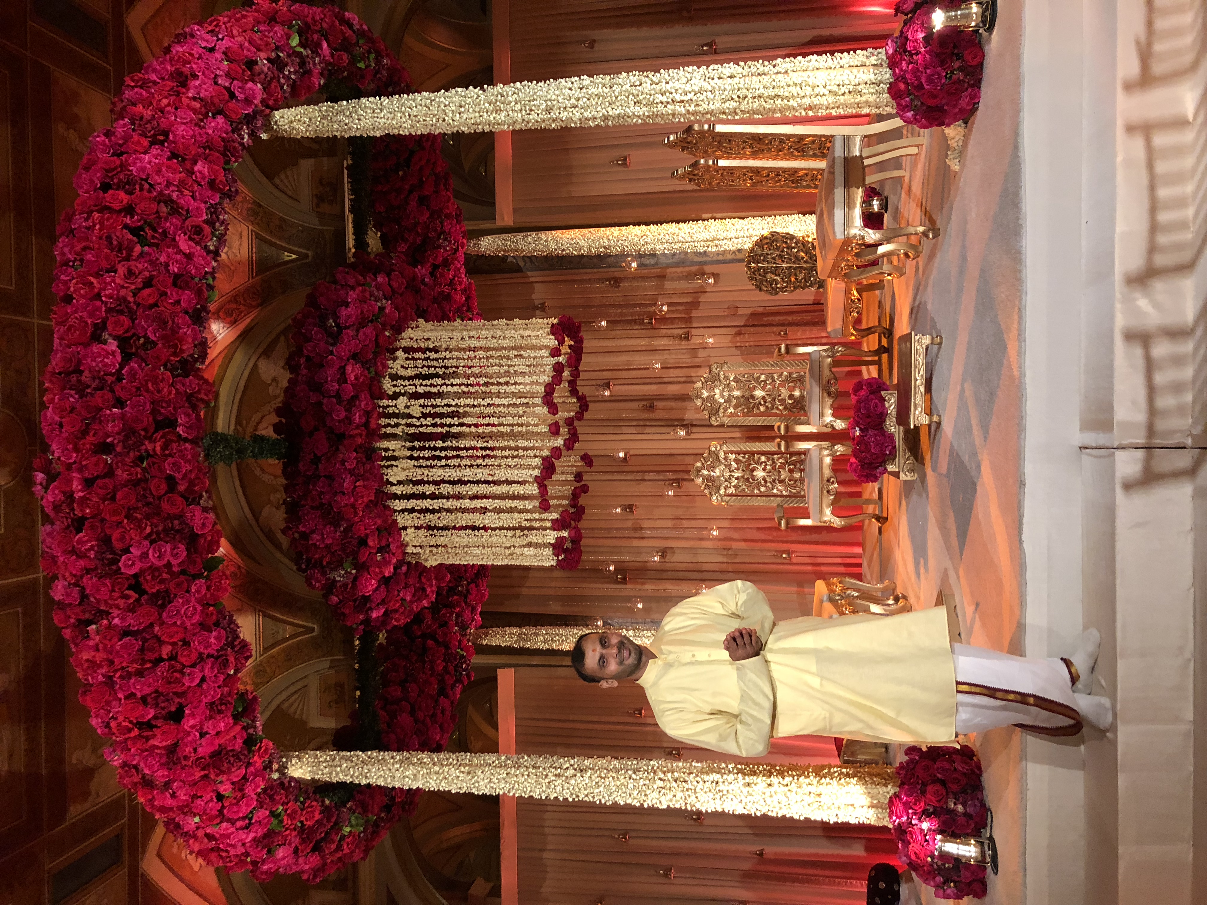 Pandit Harish Sharma at mandir with hindu deities